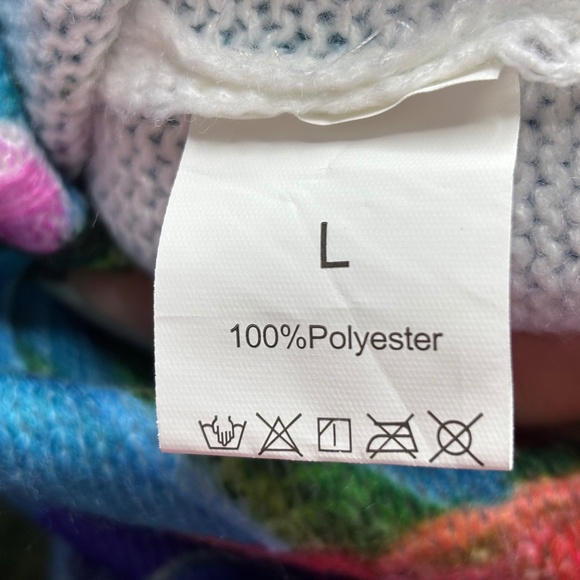 Blue Pink Art To Wear Vibrant Floral Cardigan Sweater Women's Size Large - Picture 11 of 12